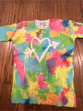Autumn Cashmere Girls' Watercolor Splatter Heart & Arrow Sweater